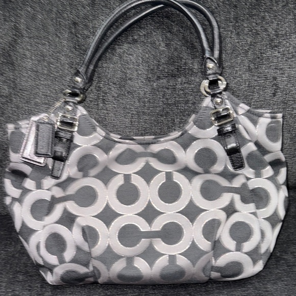 Coach Black and Gray Circle Pattern Shoulder Bag - Picture 4 of 12